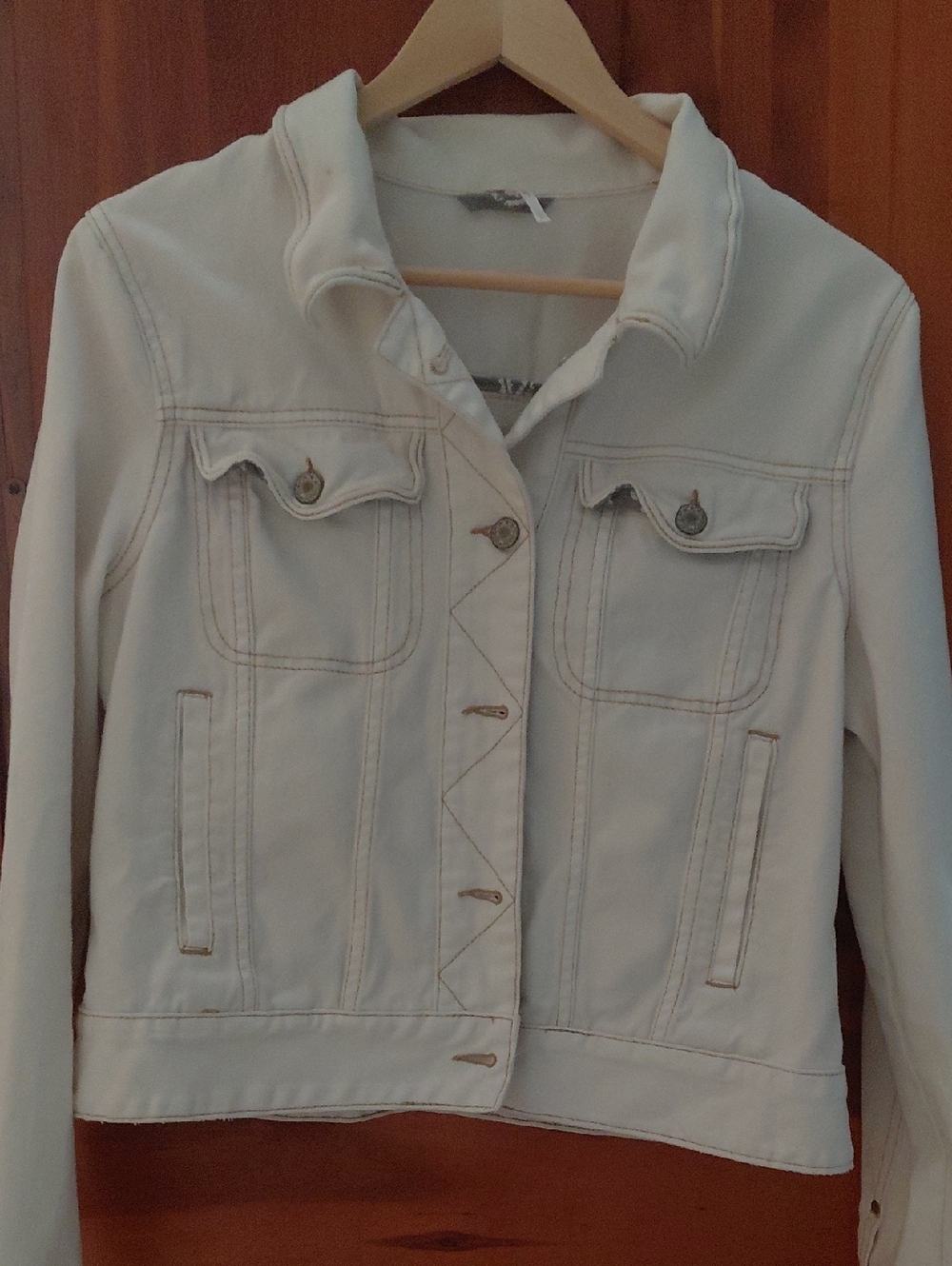 Free People Cream Button-Front Jean Jacket